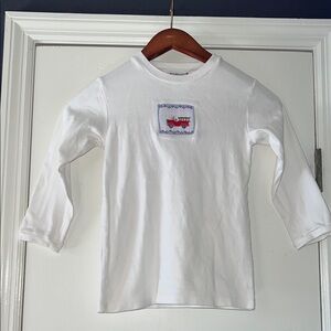Children's White Long Sleeve Shirt with Train Design